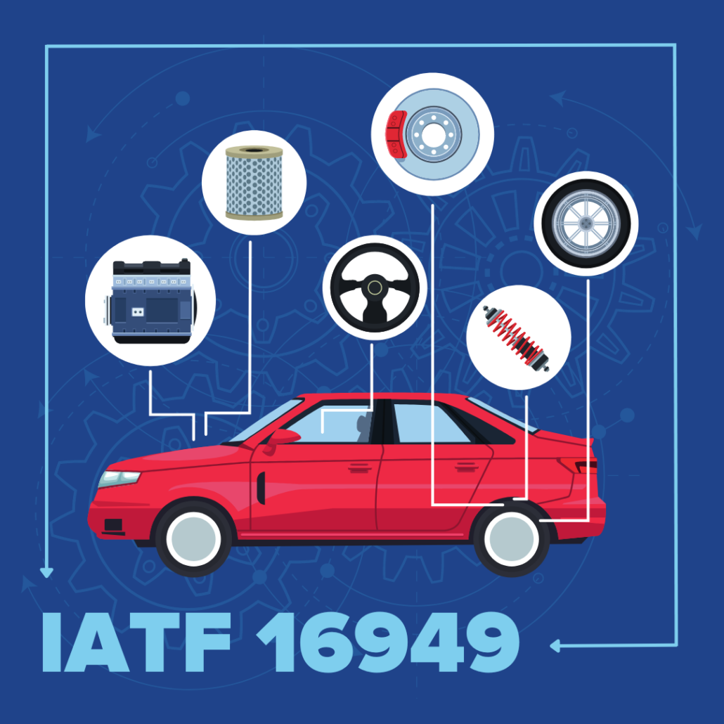 This image portrays some of the automotive elements involved in the IATF 16949 regulation.