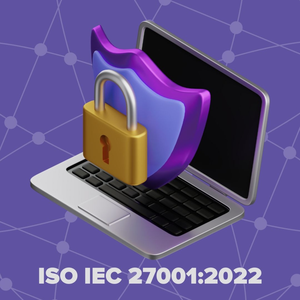 This image portrays a laptop with a lock on it, indicating that ISO 27001:2022 is keeping the technology safe.